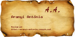 Aranyi Antónia névjegykártya